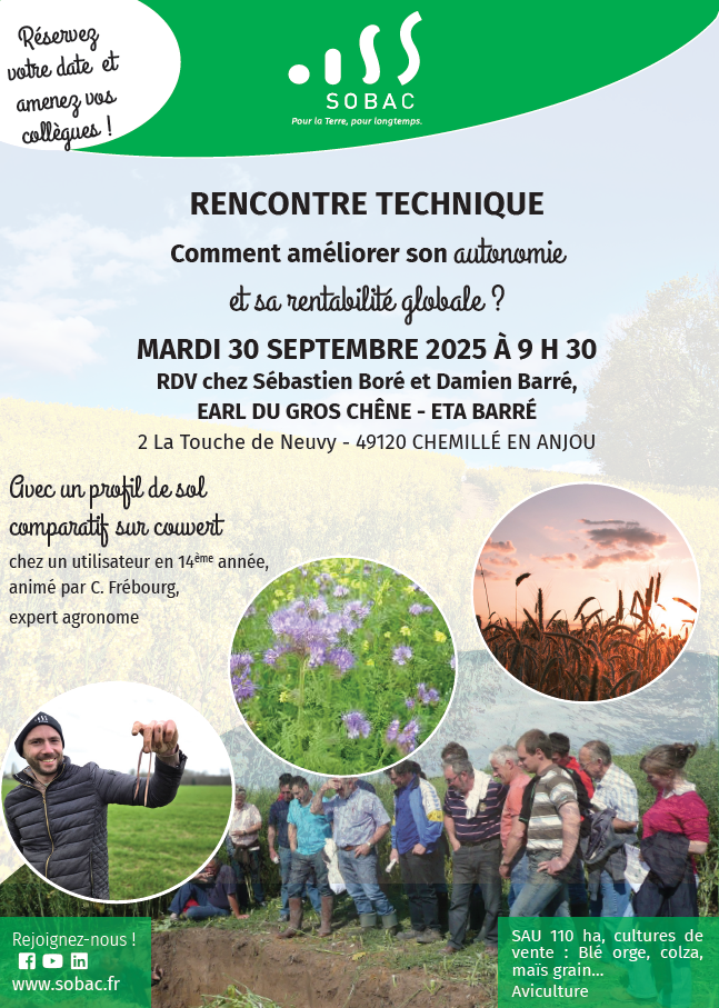 Rencontre technique avec coupe de sol et démonstration de matériel – EARL du Gros Chêne à Chemillé-en-Anjou